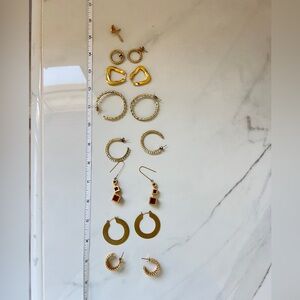 Elegant Gold and Red Earrings Set